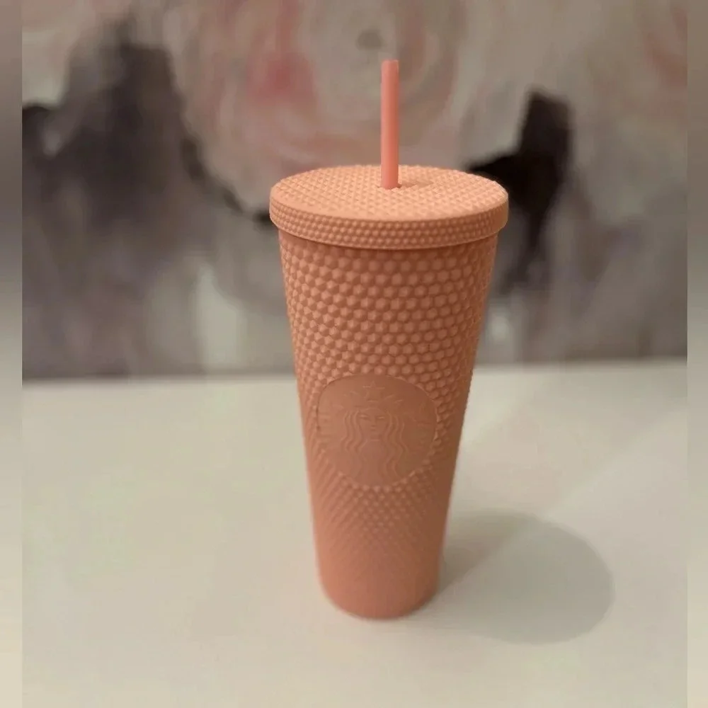 . STARBUCKS MATTE LIGHT PINK STUDDED TUMBLER.